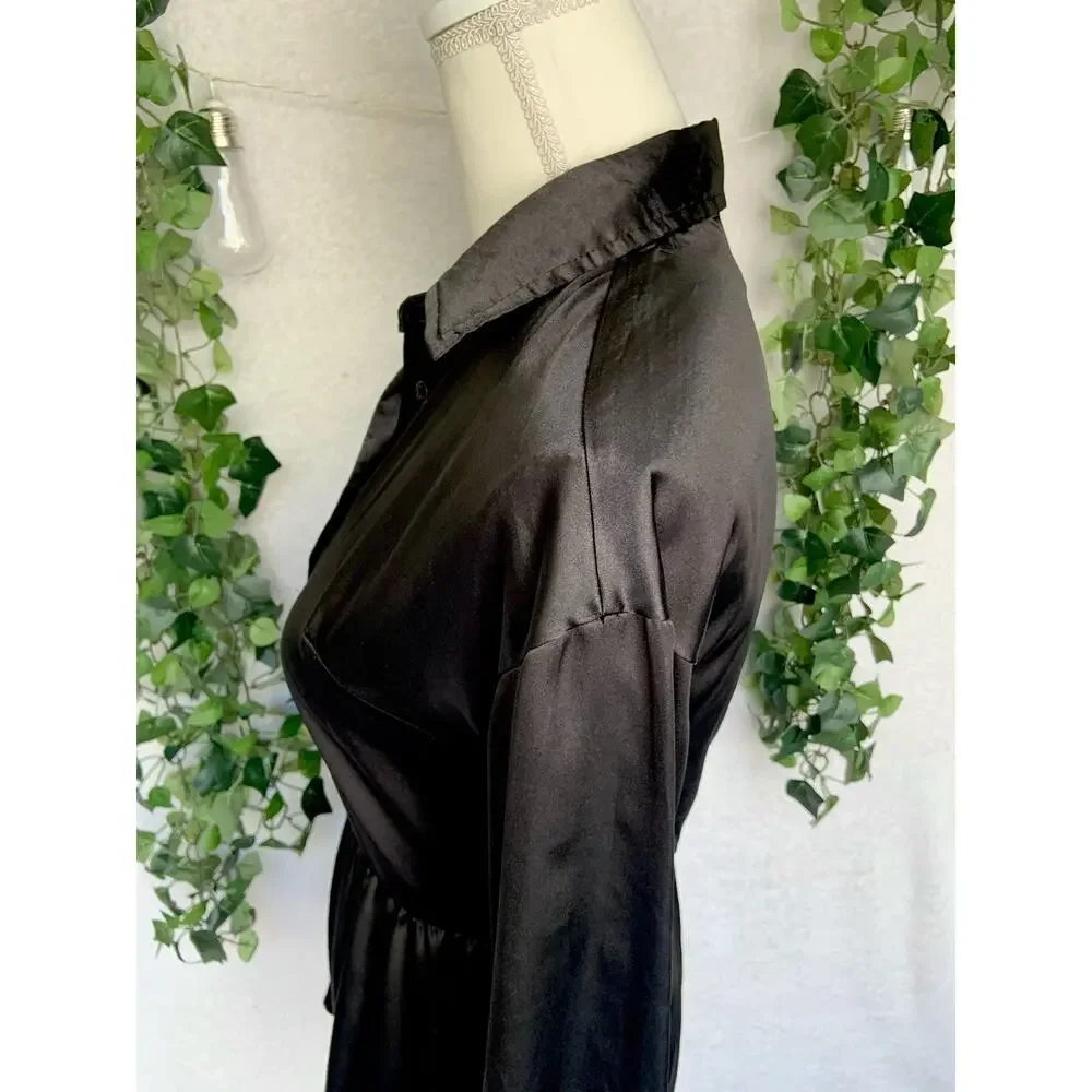 Pretty Little Thing Black Long Sleeve Button up Jumpsuit Women's XS-S - Picture 7 of 11